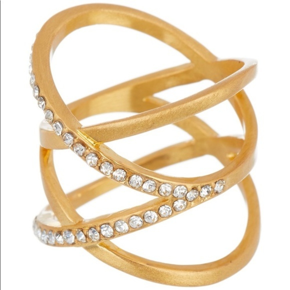 14K Matt Gold Vermeil Multi Criss Cross Ring